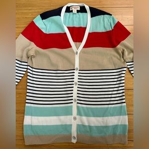 Brooks Brothers Womens Cotton  Striped Knit Cardigan Sweater Size Small